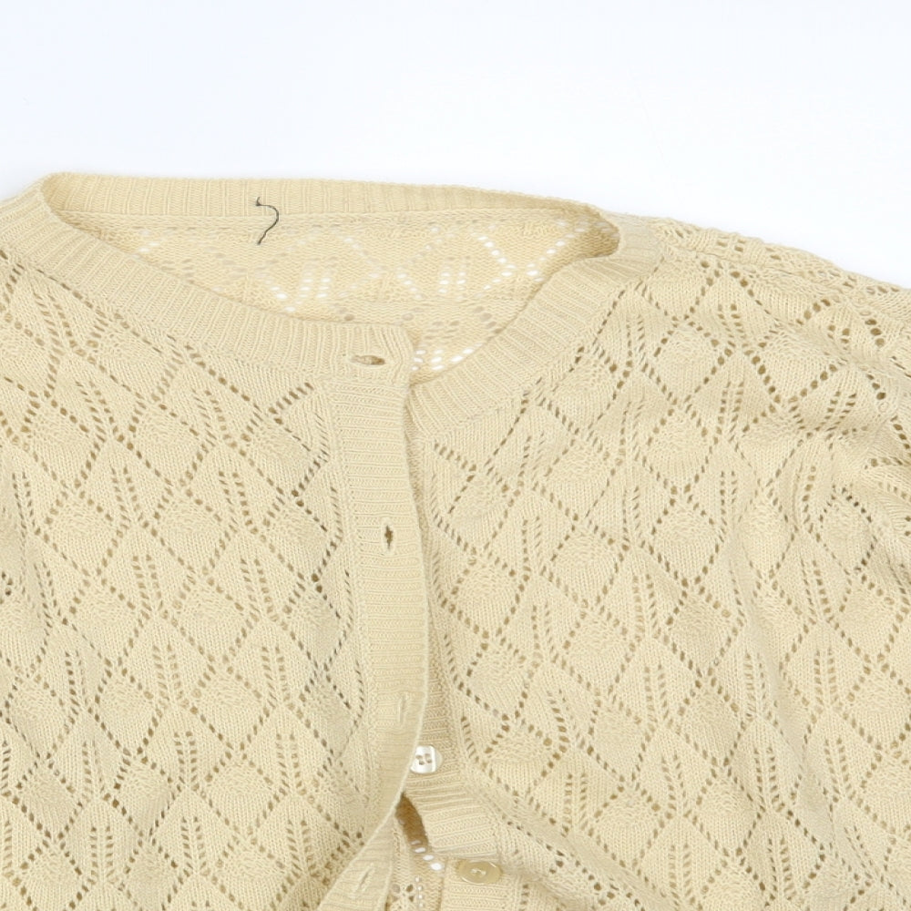 Womens UK Size L BM Beige Cardigan Jumper