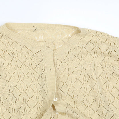 Womens UK Size L BM Beige Cardigan Jumper