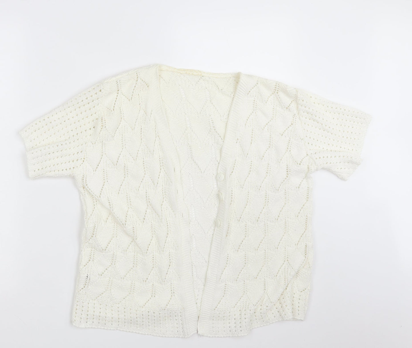 Womens UK Size M Preworn Ivory Cardigan Jumper