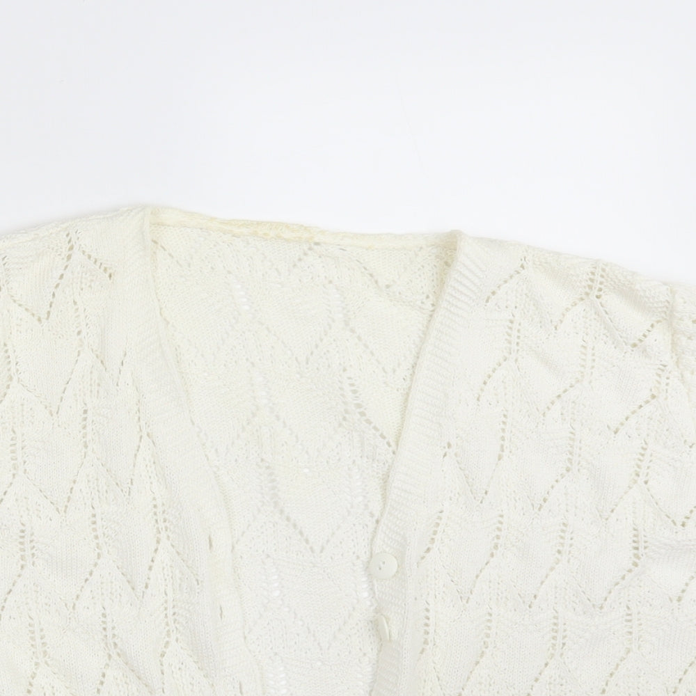 Womens UK Size M Preworn Ivory Cardigan Jumper