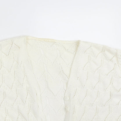 Womens UK Size M Preworn Ivory Cardigan Jumper