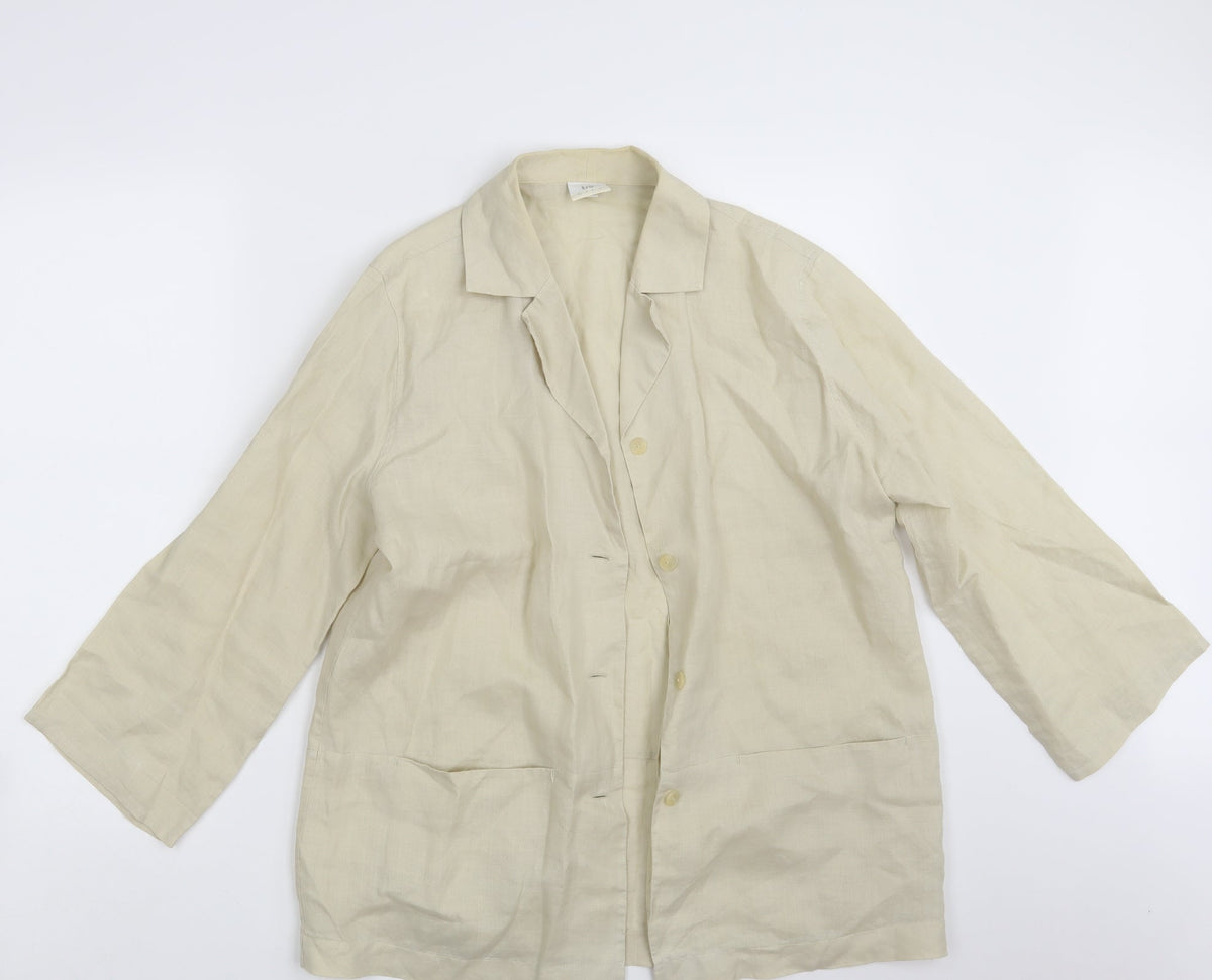 Additional front view of Tru City women’s beige jacket blazer, size UK 12