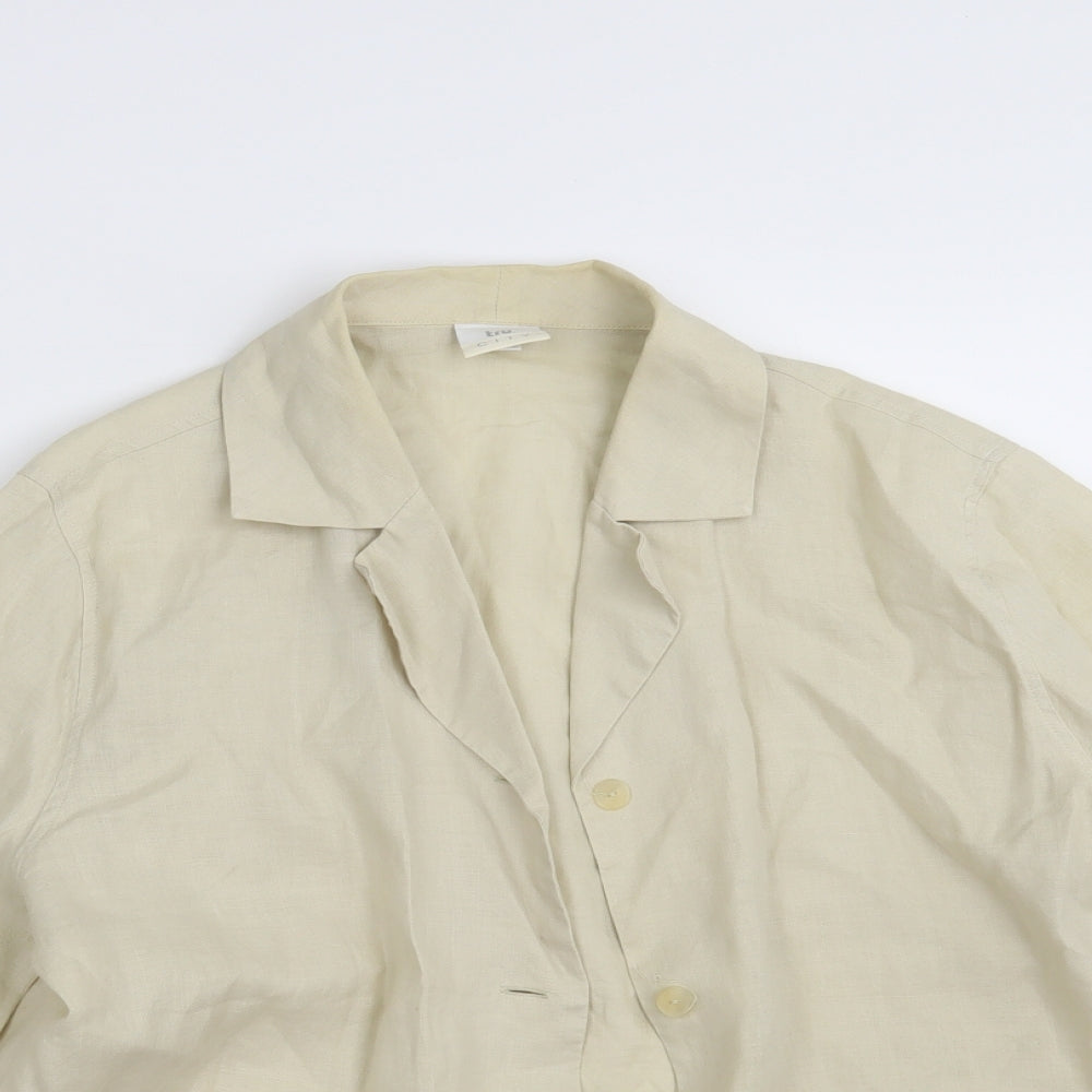 Close-up detail of Tru City women’s beige jacket blazer, size UK 12