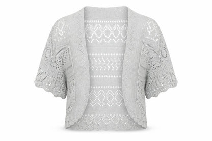 Front view of Muizz women’s grey shrug jumper, size M