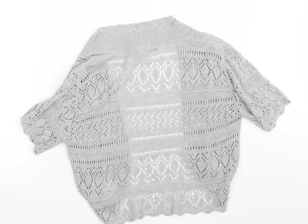 Back view of Muizz women’s grey shrug jumper, size M