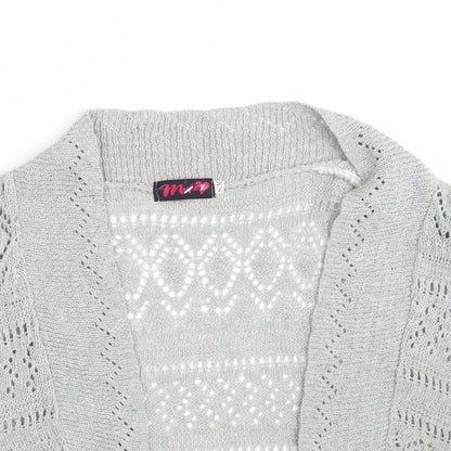 Close-up detail of Muizz women’s grey shrug jumper, size M