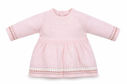 Front view of TU girls’ pink fair isle knit jumper, size 0-3, months