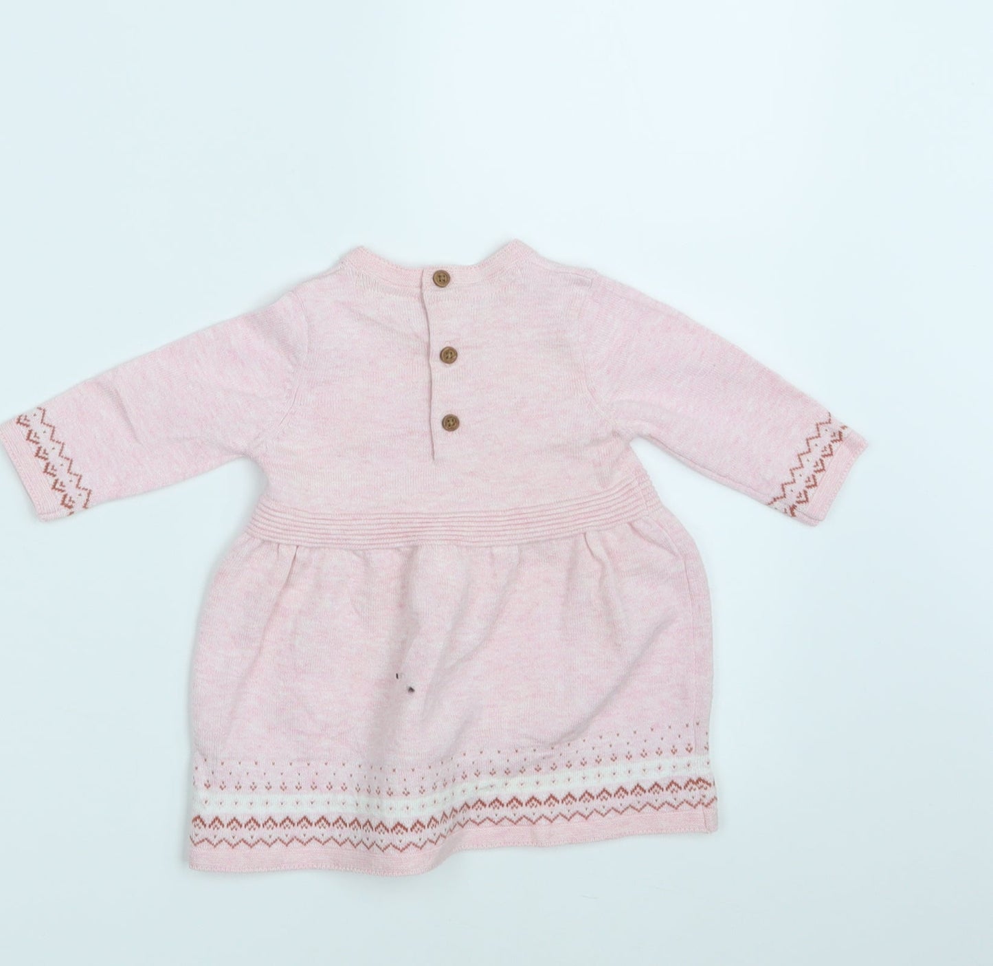 Sainsbury's Girls Pink Fair Isle Knit Pullover Jumper Size 0-3 Months