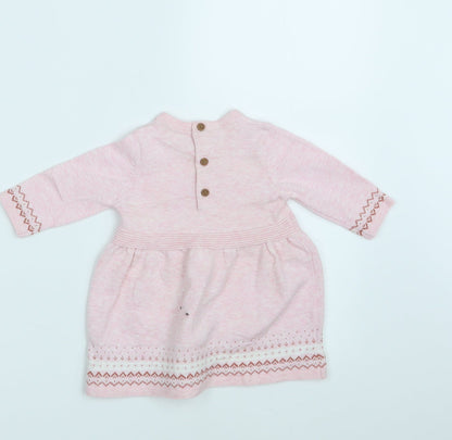 Sainsbury's Girls Pink Fair Isle Knit Pullover Jumper Size 0-3 Months