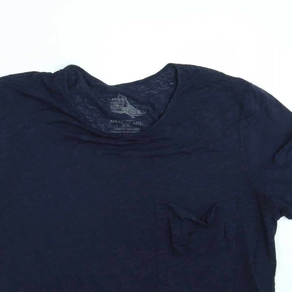 River Island Mens Blue Animal Print   T-Shirt Size L