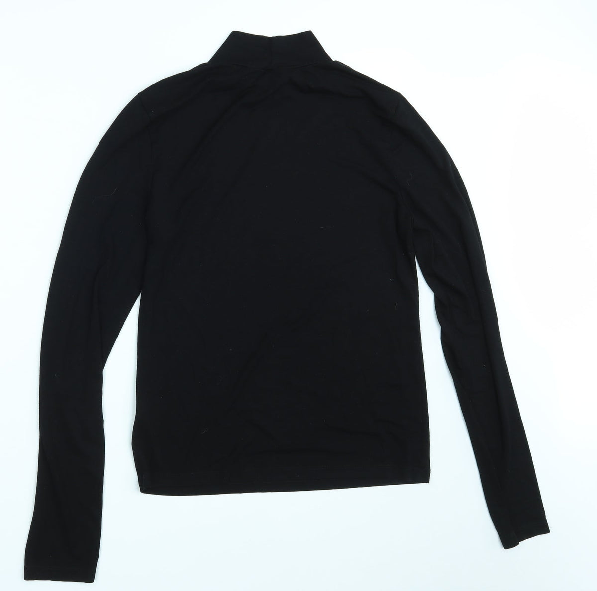 Back view of Asos women’s black pullover sweatshirt, size UK 14