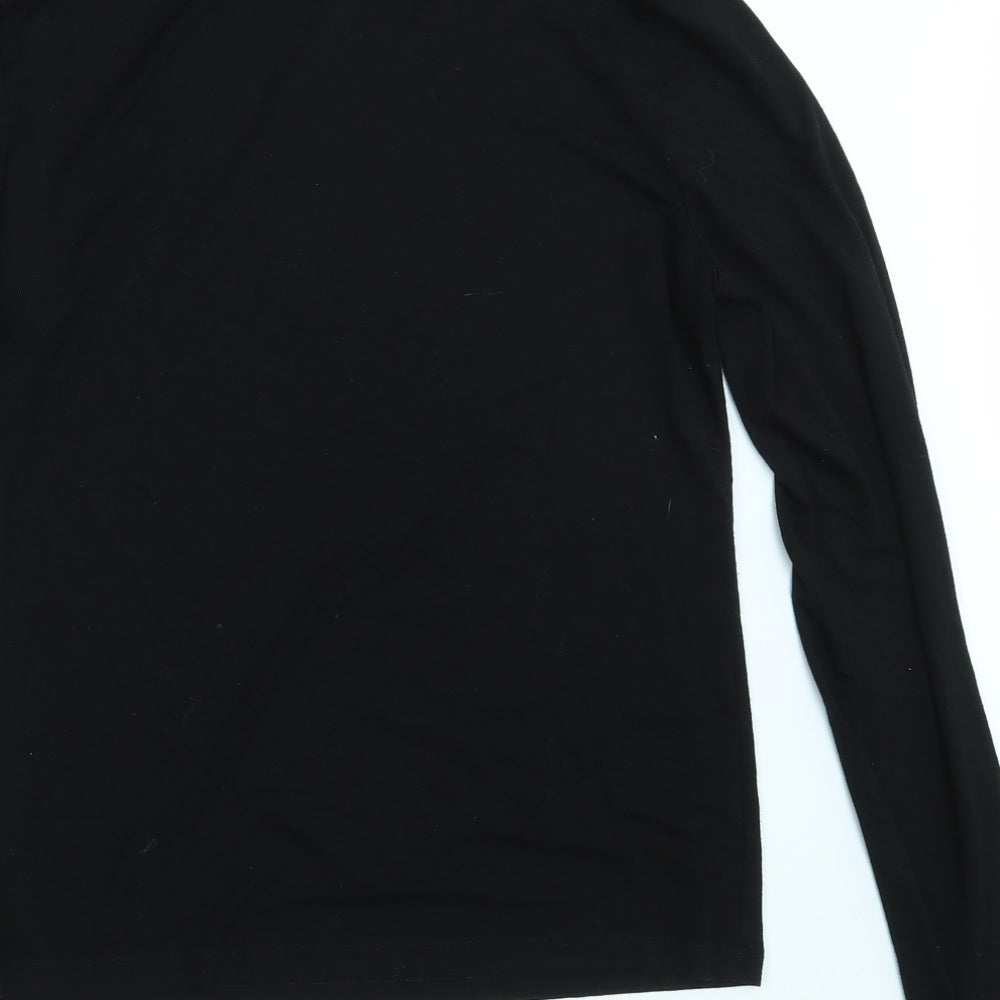Brand and care label for Asos women’s black pullover sweatshirt, size UK 14