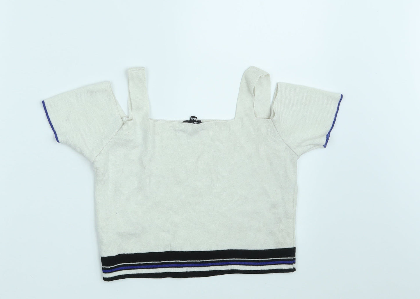New Look Girls White Striped  Pullover Jumper Size 12-13 Years