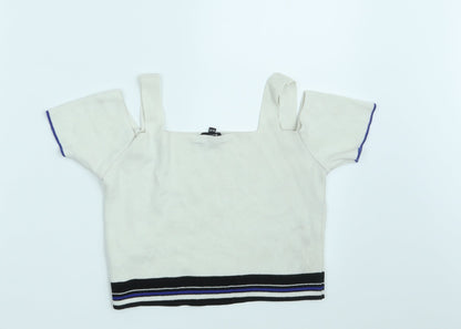 New Look Girls White Striped  Pullover Jumper Size 12-13 Years