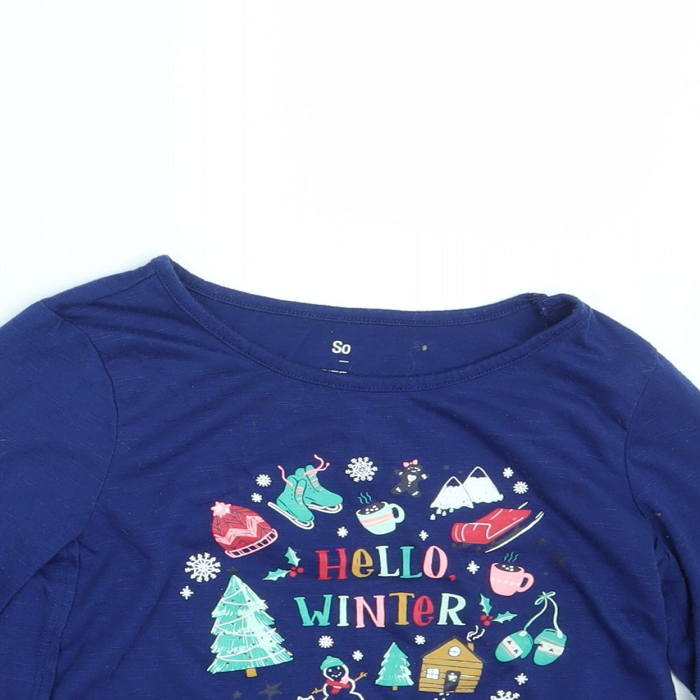 Kohl's Girls Blue  Rayon Pullover Sweatshirt Size M  - Seasonal Christmas Festive Holiday