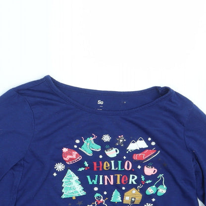 Kohl's Girls Blue  Rayon Pullover Sweatshirt Size M  - Seasonal Christmas Festive Holiday