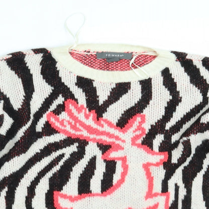 Primark Womens Ivory Animal Print Knit Pullover Jumper Size 10  - Unicorn