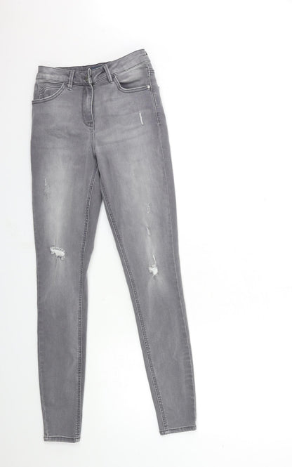 Womens UK Size 8 Papaya Regular Fit Skinny Grey Jeans