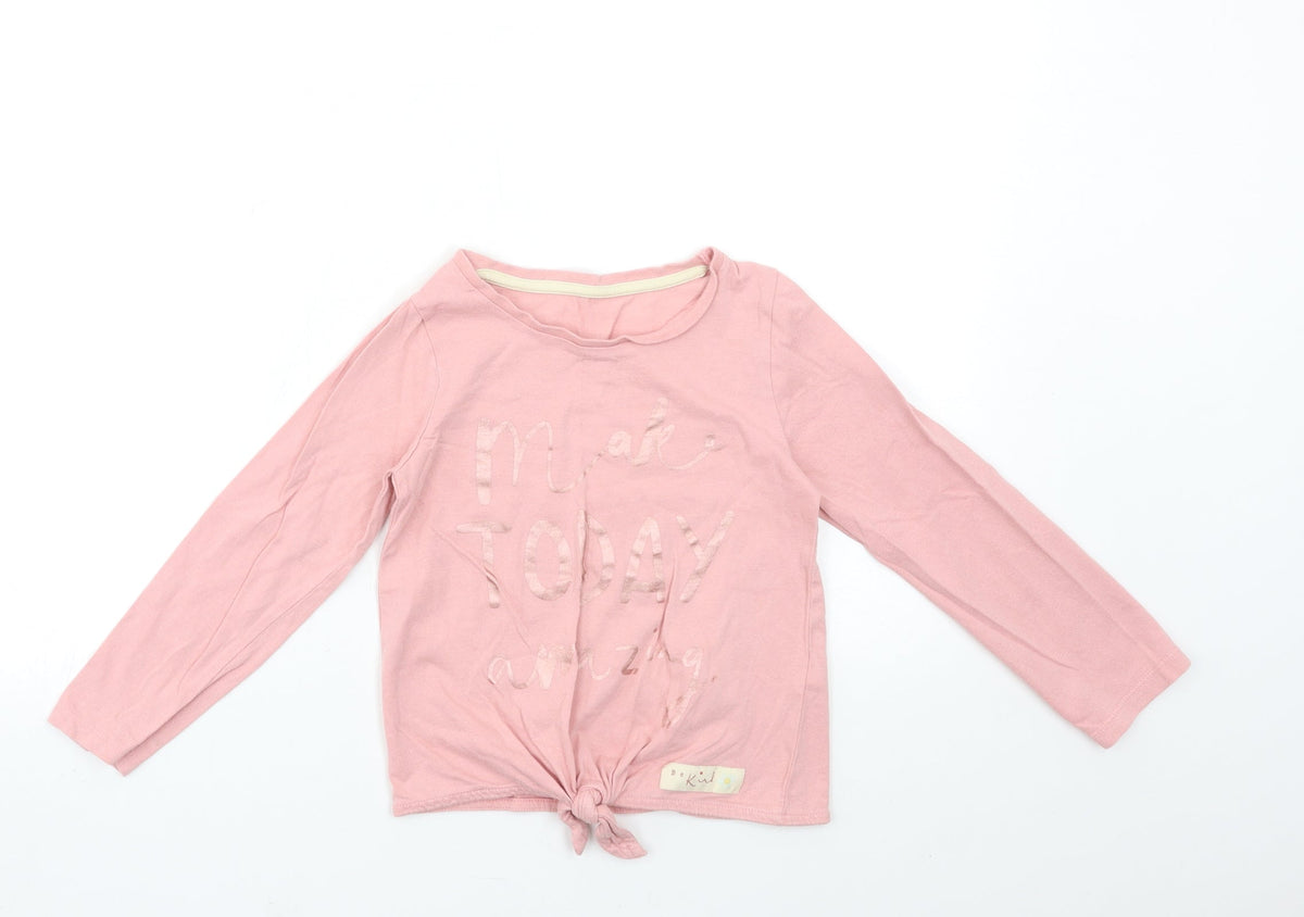 Additional front view of Nutmeg girls’ pink basic t-shirt, size 5-6, years