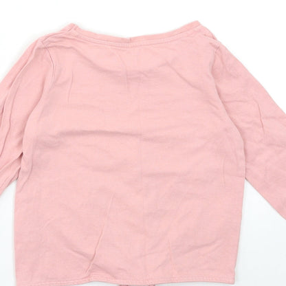 Brand and care label for Nutmeg girls’ pink basic t-shirt, size 5-6, years