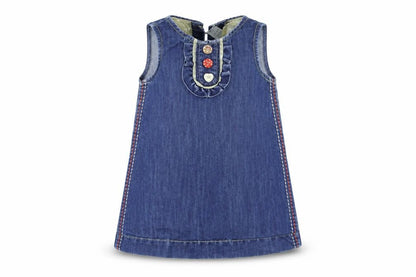 Front view of Next girls’ blue denim a-line, size 2-3, years