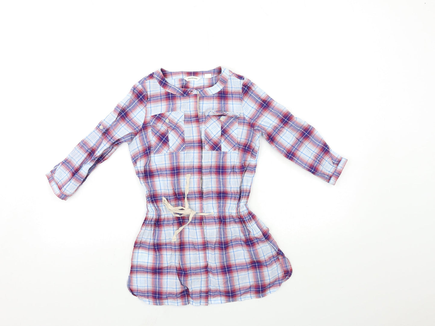 Country Road Girls Blue Check  Shirt Dress  Size 4 Years