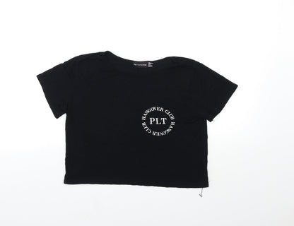 Womens UK Size 8 PRETTYLITTLETHING Black Basic T-Shirt