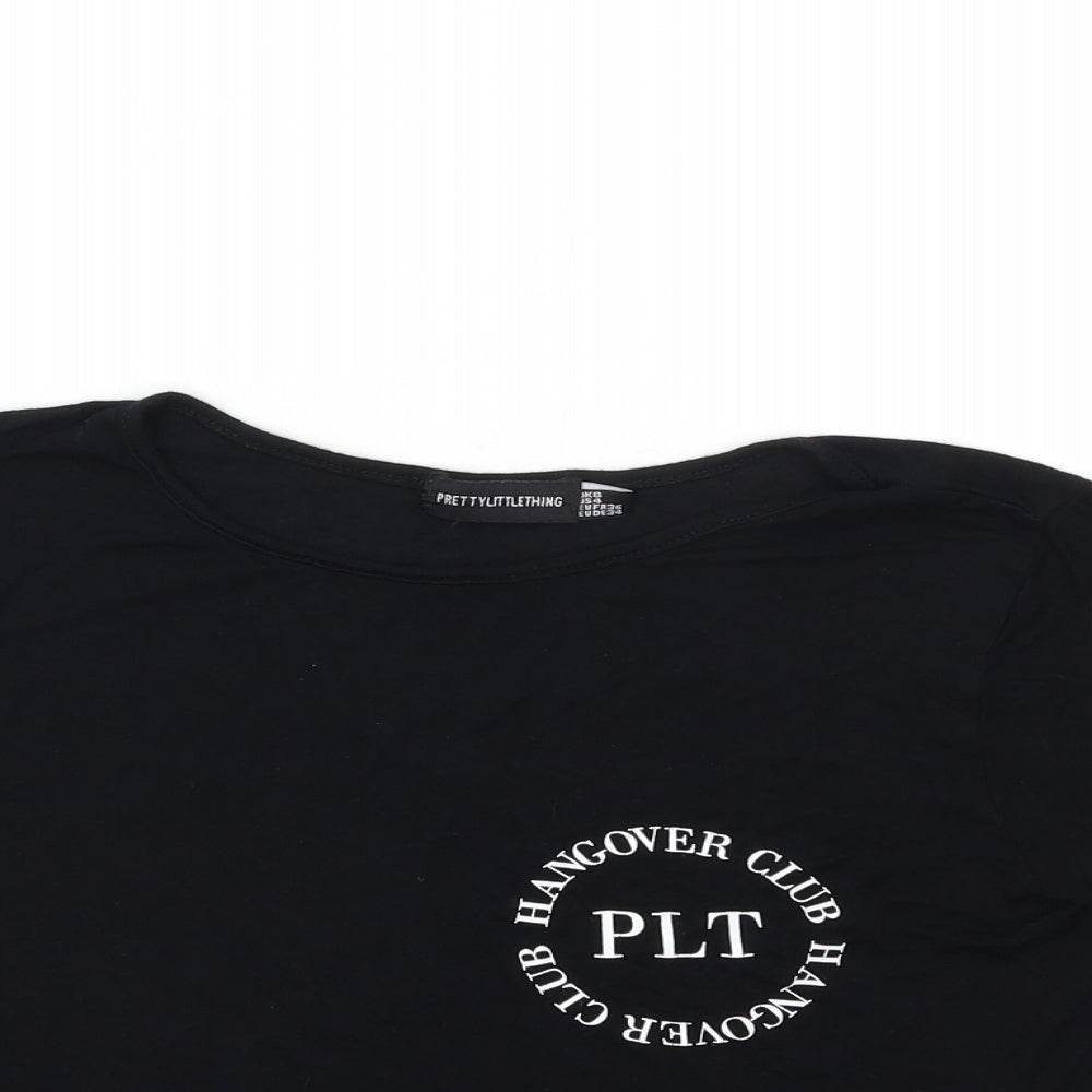Womens UK Size 8 PRETTYLITTLETHING Black Basic T-Shirt
