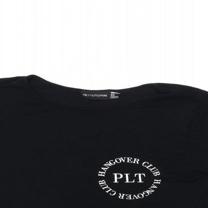 Womens UK Size 8 PRETTYLITTLETHING Black Basic T-Shirt