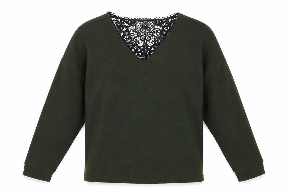 Front view of Dorothy Perkins women’s green knit jumper, size UK 8