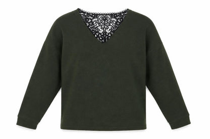 Front view of Dorothy Perkins women’s green knit jumper, size UK 8