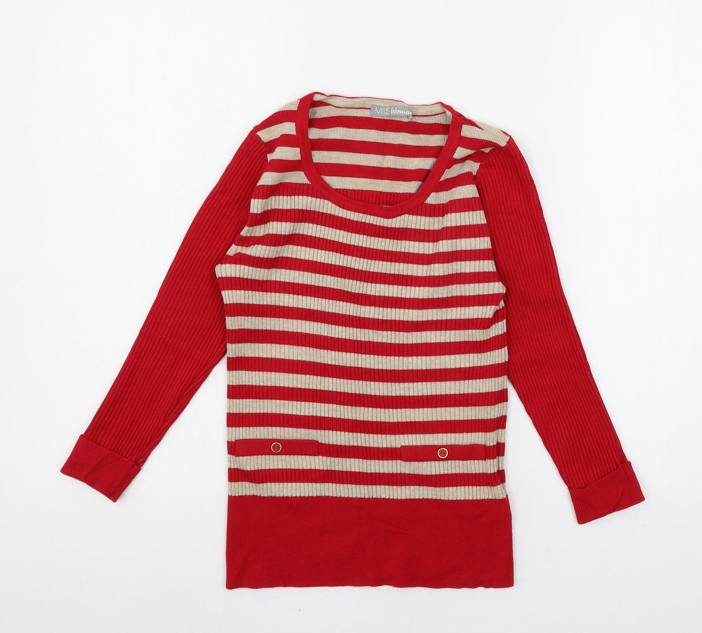 Womens UK Size 8 Marks and Spencer Red Pullover Jumper