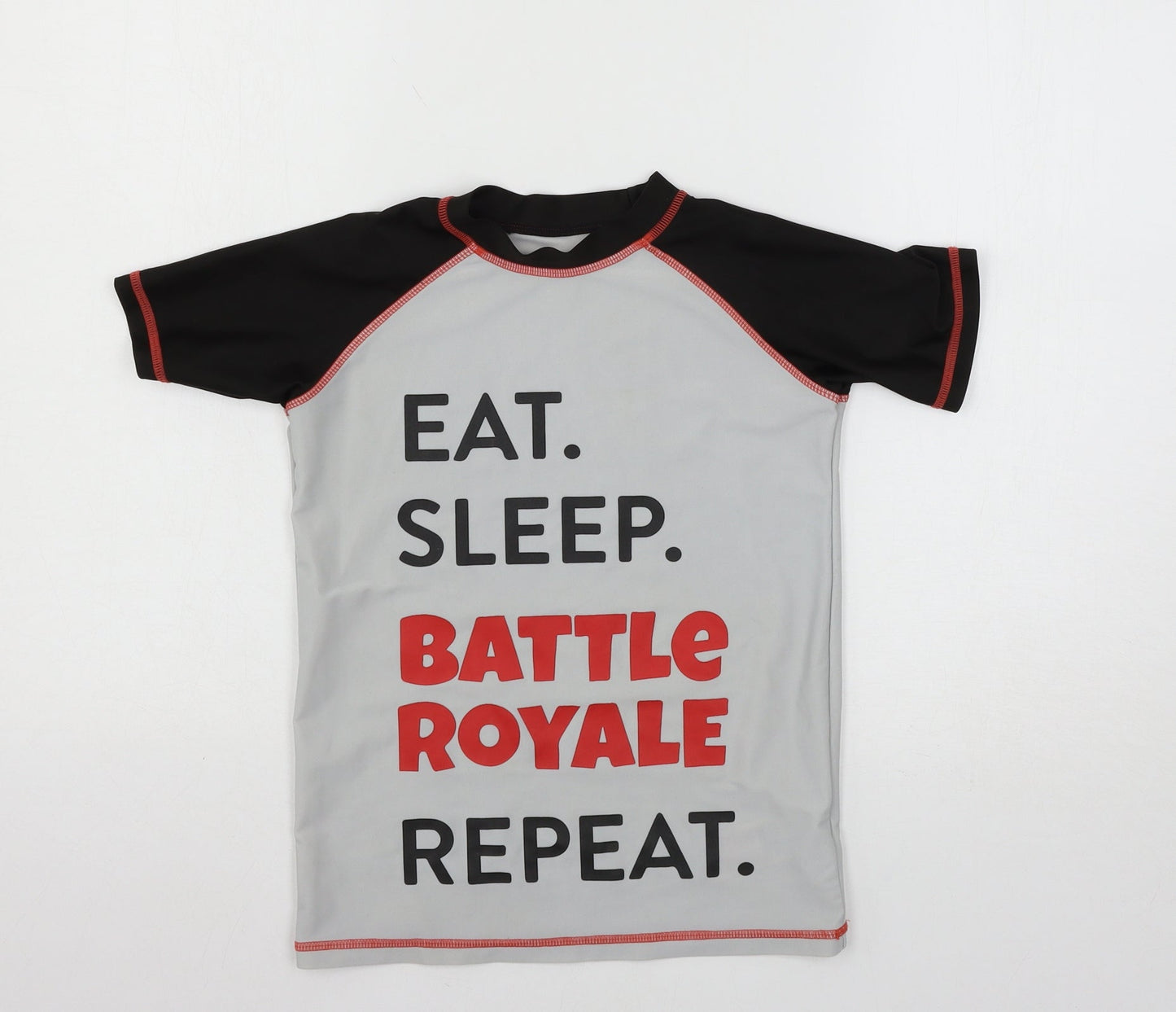 Preworn Boys Grey Geometric  Basic T-Shirt Size 12 Years  - Battle Royal
