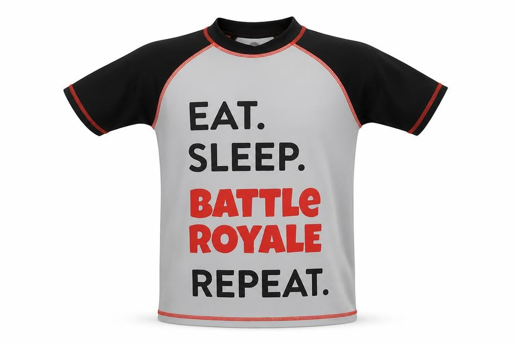 Front view of Preworn boys’ grey geometric basic t-shirt, size 12, years - battle royal