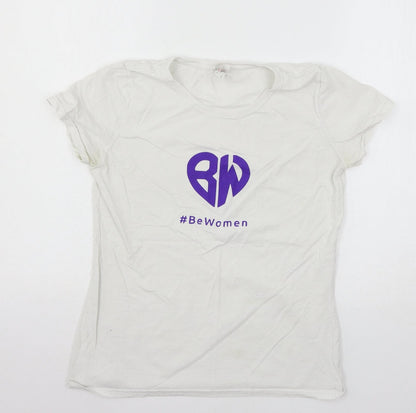 Womens UK Size M Fruit of the Loom White Basic T-Shirt