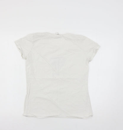 Womens UK Size M Fruit of the Loom White Basic T-Shirt