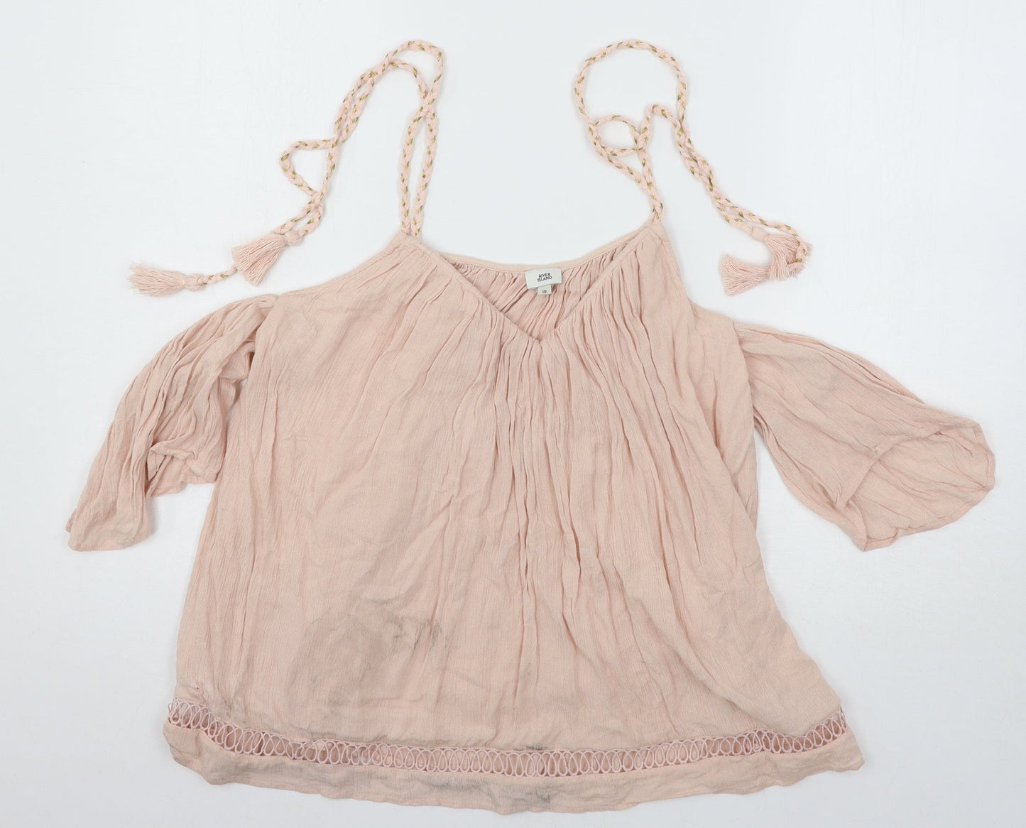Womens UK Size 10 River Island Pink Basic Blouse