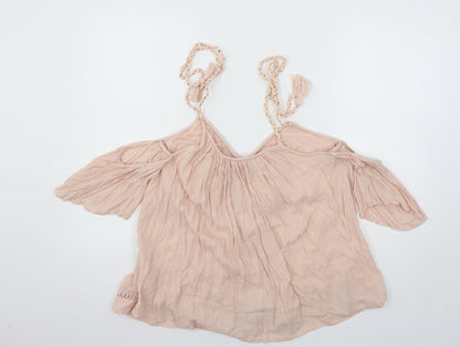 Womens UK Size 10 River Island Pink Basic Blouse