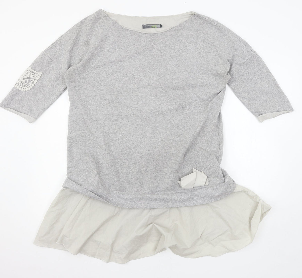 Additional front view of Baset women’s grey jersey basic t-shirt, size XL
