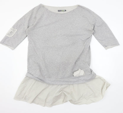Additional front view of Baset women’s grey jersey basic t-shirt, size XL