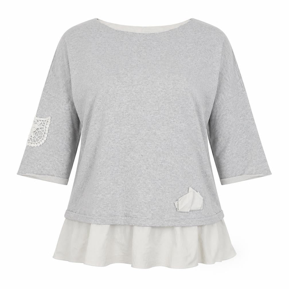 Front view of Baset women’s grey jersey basic t-shirt, size XL