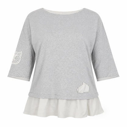 Front view of Baset women’s grey jersey basic t-shirt, size XL