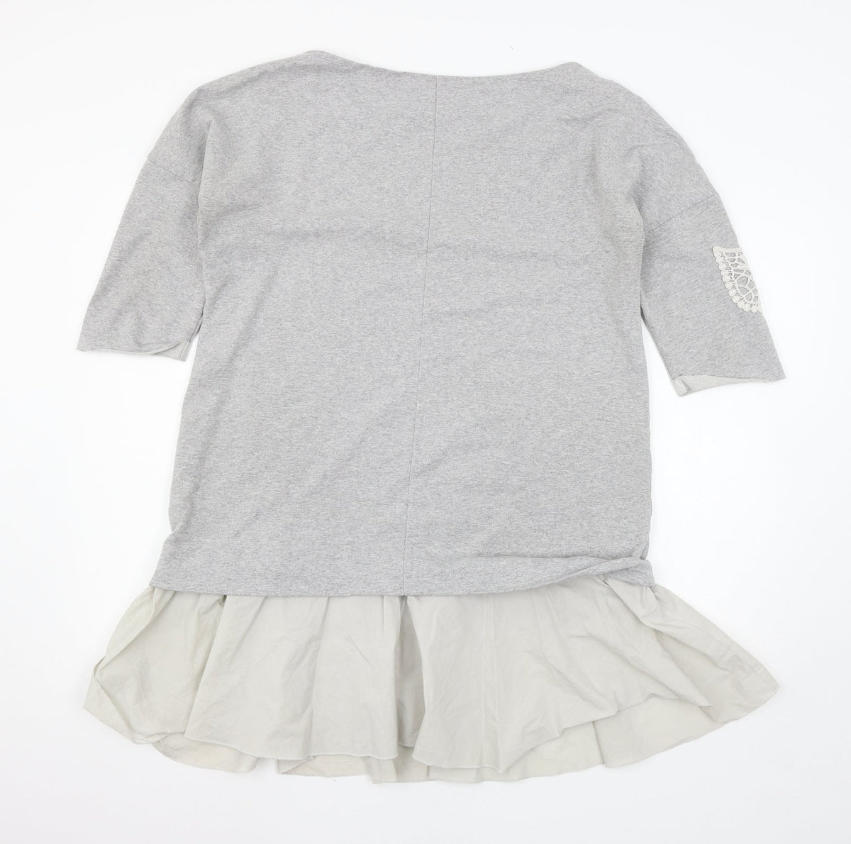 Back view of Baset women’s grey jersey basic t-shirt, size XL