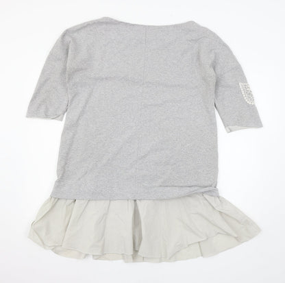 Back view of Baset women’s grey jersey basic t-shirt, size XL