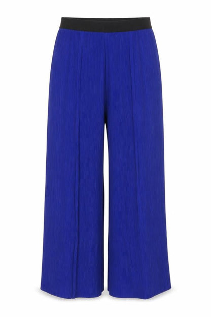 Front view of Zara women’s blue trousers, size UK 4, 22-inch leg - stretch waistband