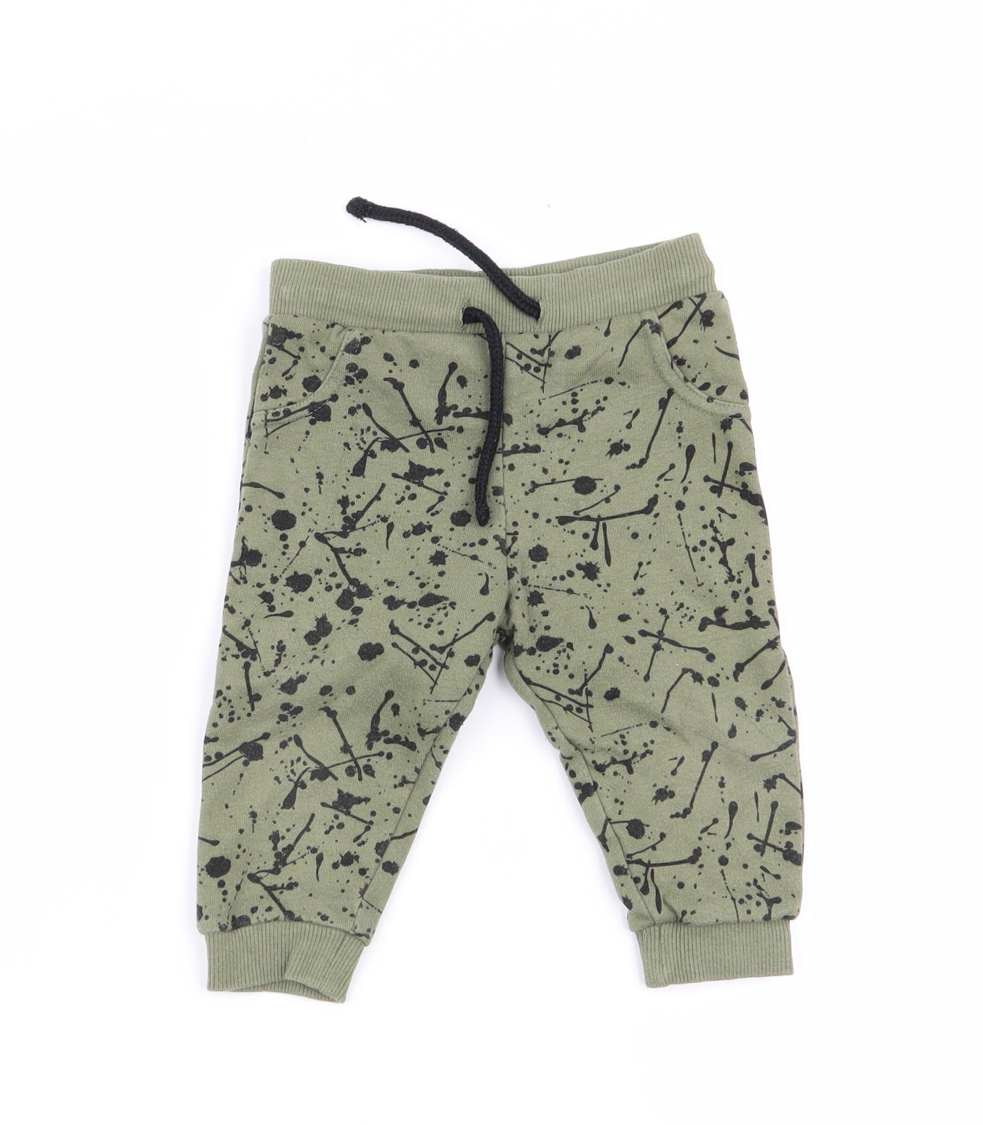 fred and flo Boys Green Geometric  Jogger Trousers Size 6-9 Months