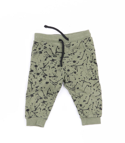 fred and flo Boys Green Geometric  Jogger Trousers Size 6-9 Months