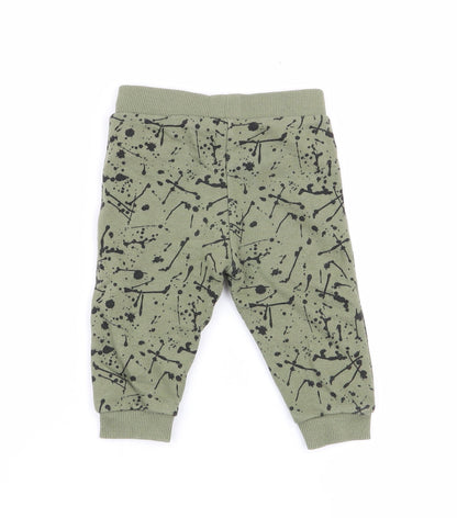 fred and flo Boys Green Geometric  Jogger Trousers Size 6-9 Months