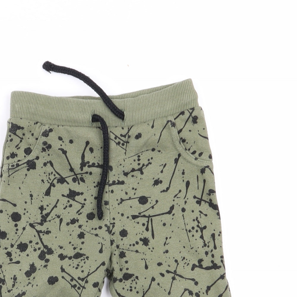 fred and flo Boys Green Geometric  Jogger Trousers Size 6-9 Months