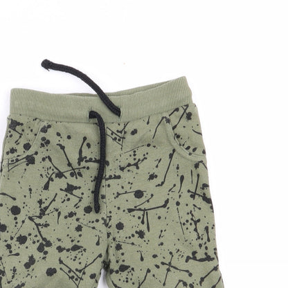 fred and flo Boys Green Geometric  Jogger Trousers Size 6-9 Months